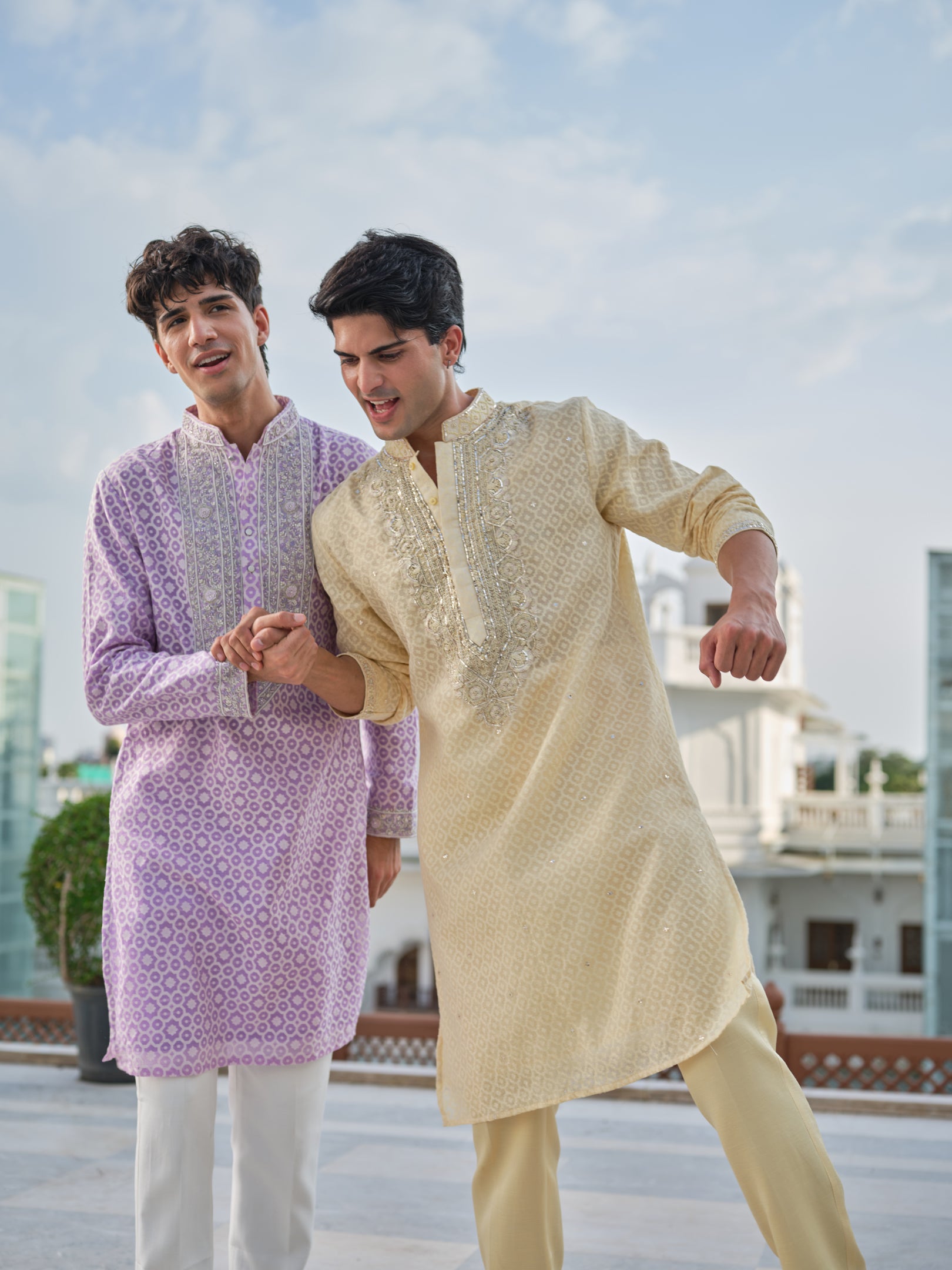 Lavender Zari Petals Kurta Set