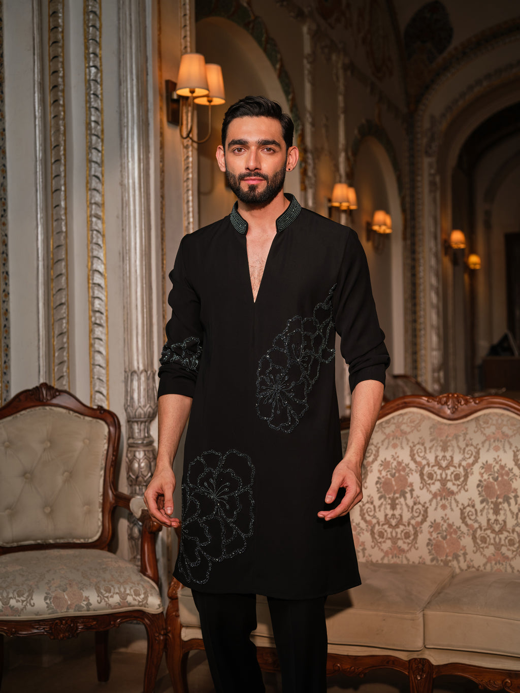 Black Mirage Kurta Set