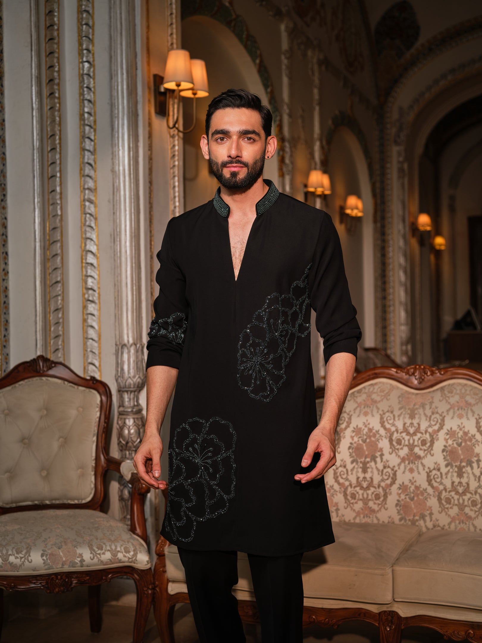 Black Mirage Kurta Set