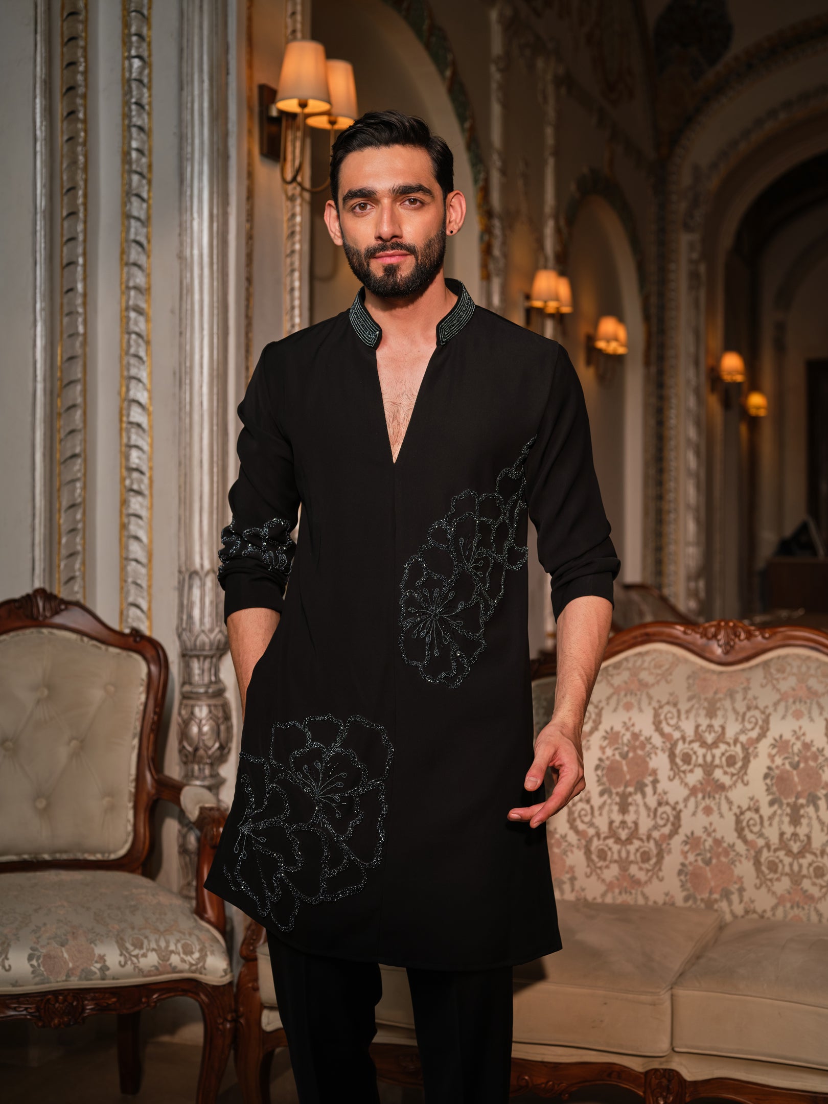 Black Mirage Kurta Set