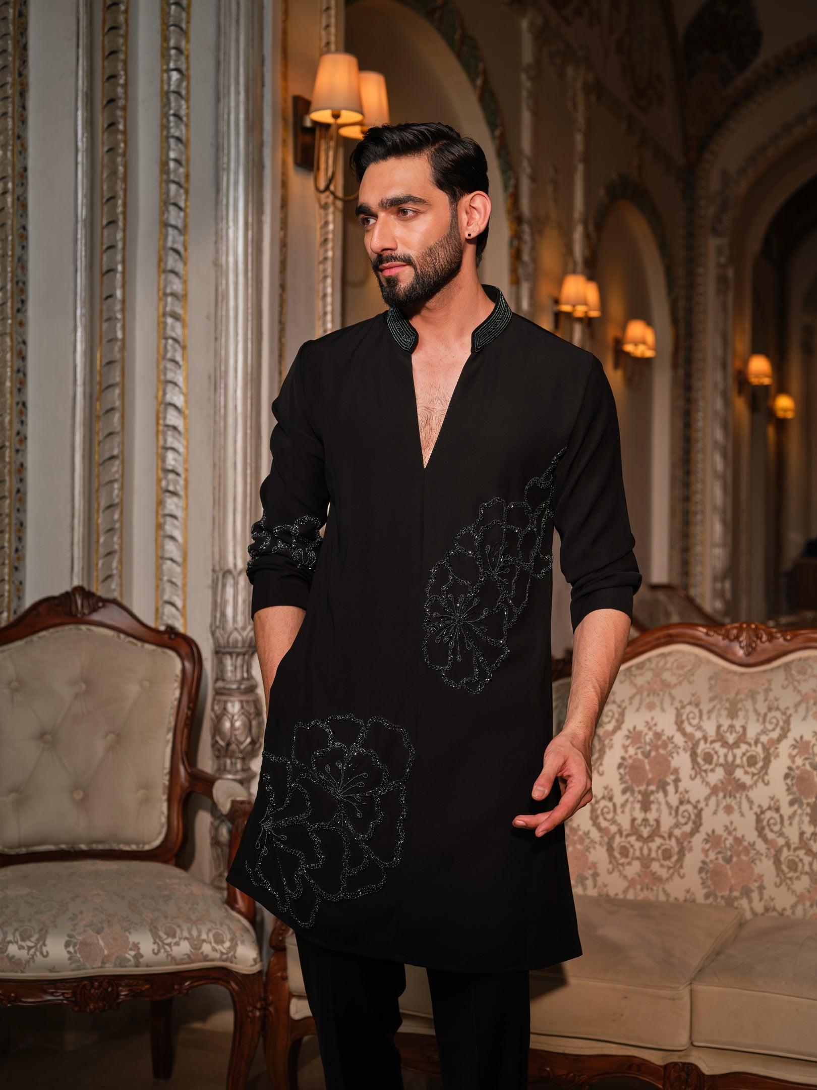 Black Mirage Kurta Set
