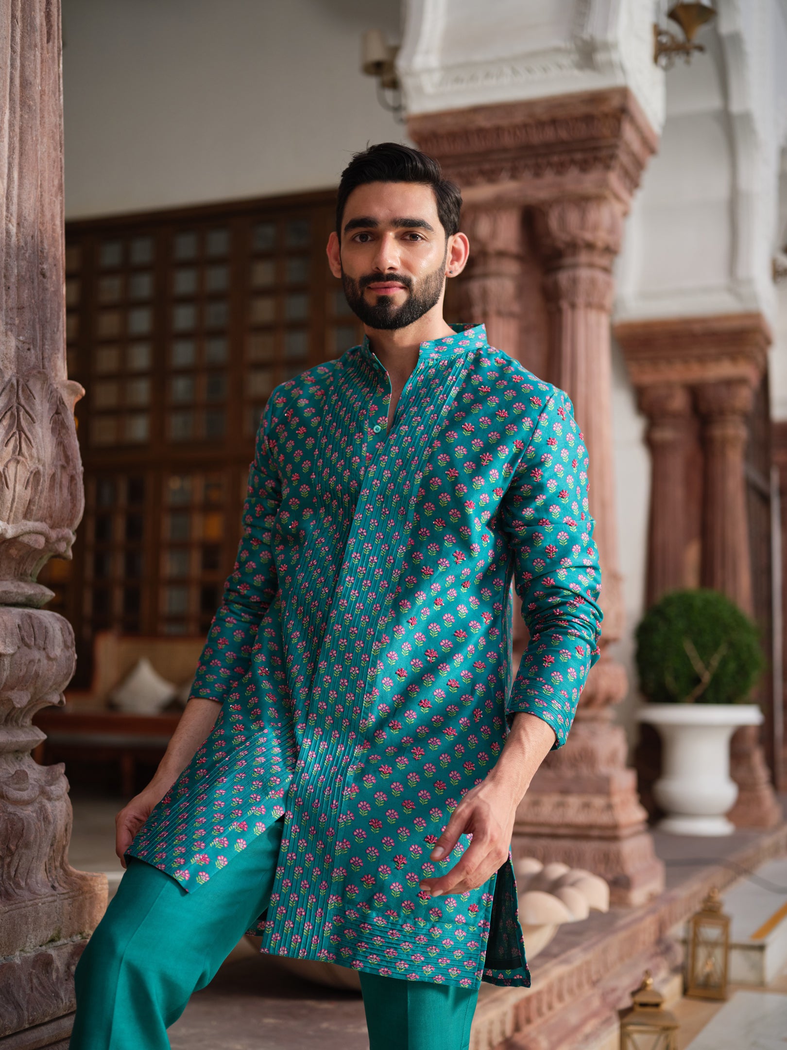 Teal Garden Kurta Set