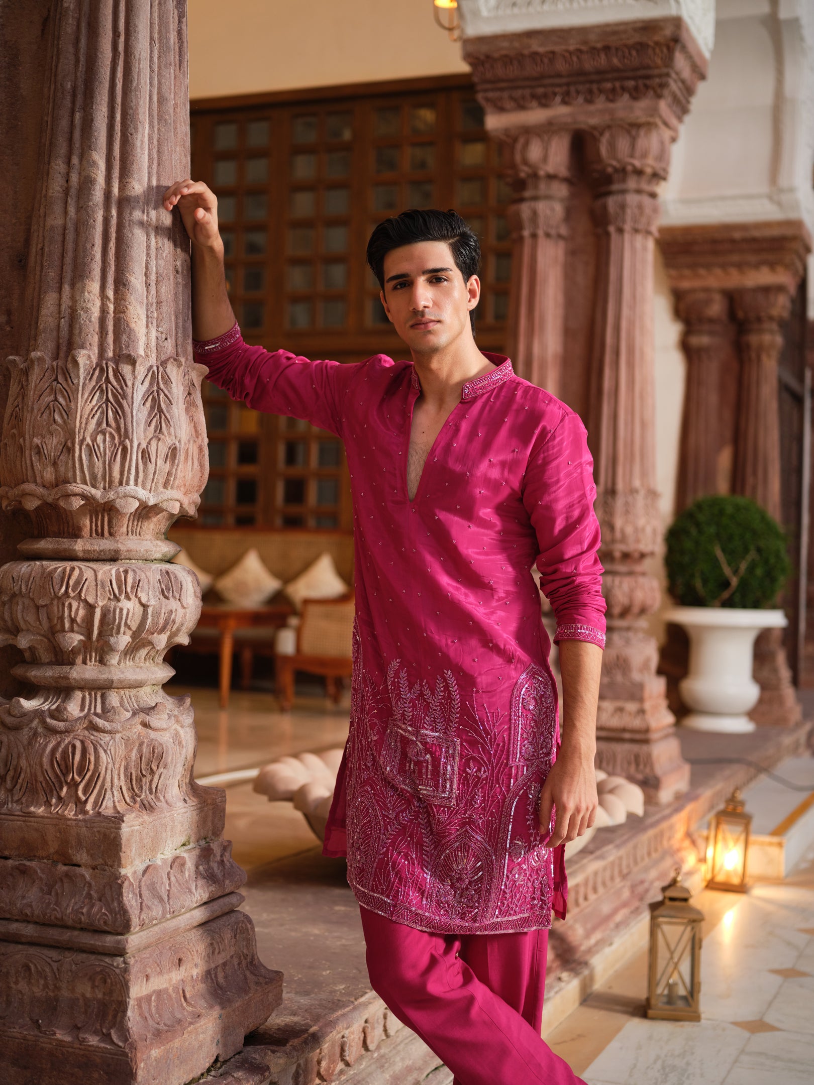 Rani Pink Ornate Kurta Set