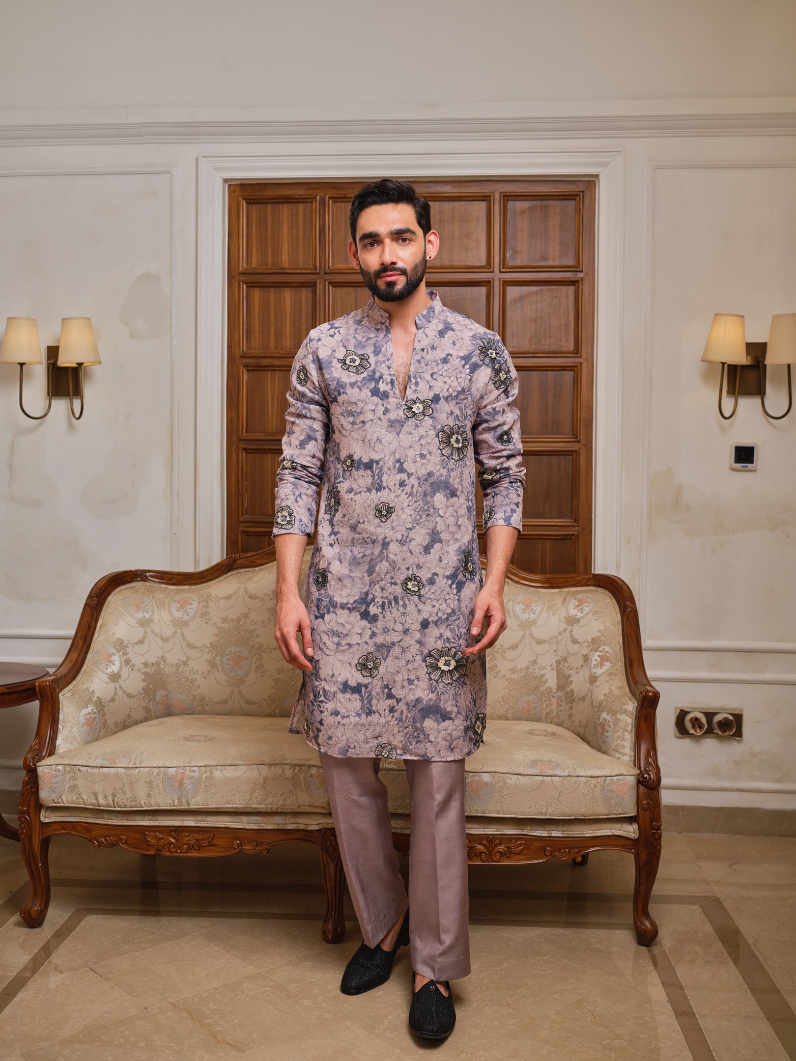 Stone Blue Garden Kurta Set