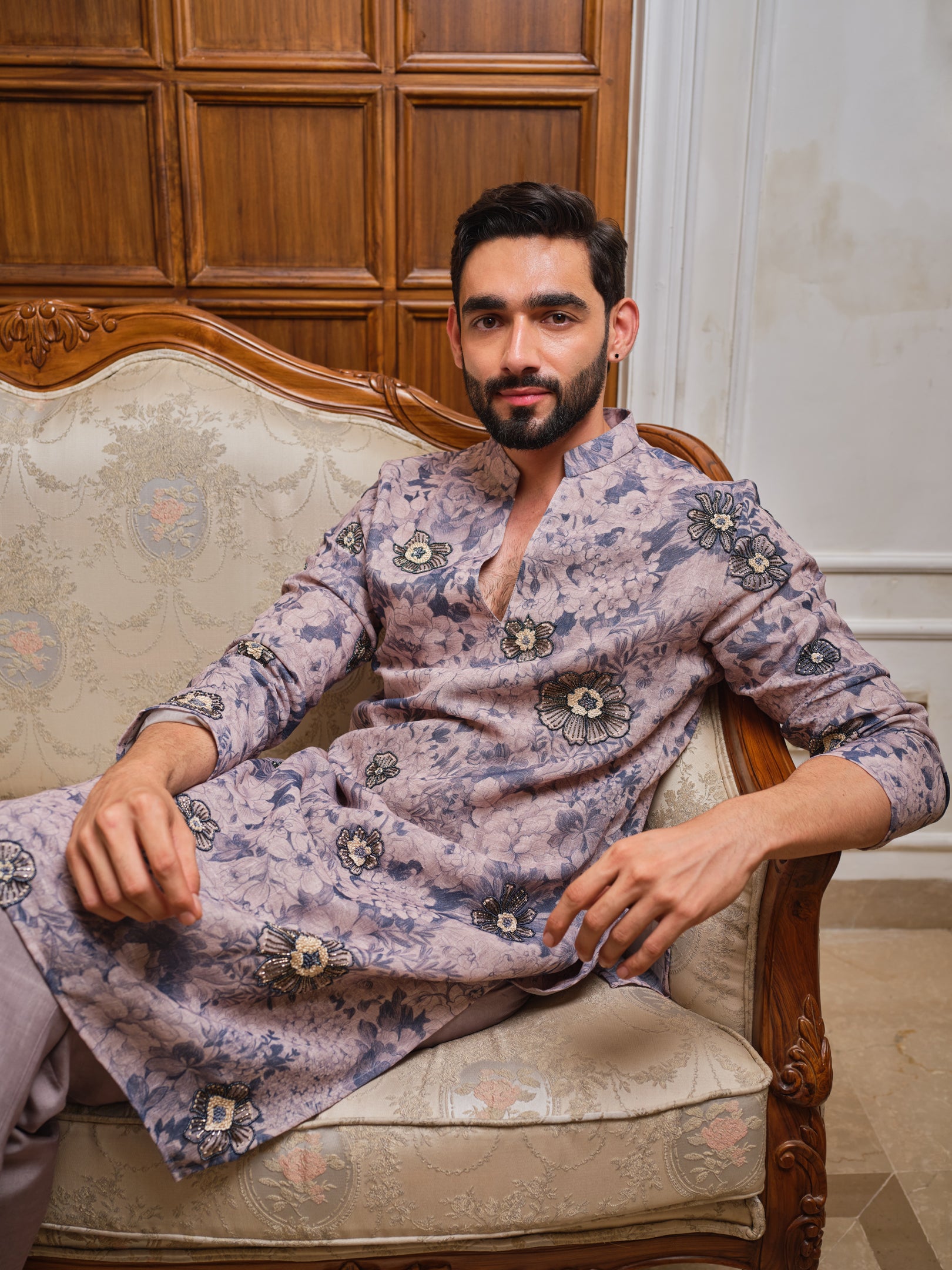 Stone Blue Garden Kurta Set