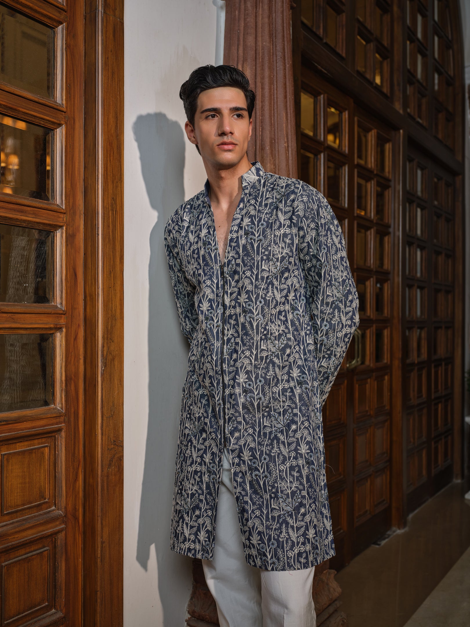 Denim Flora Kurta Set