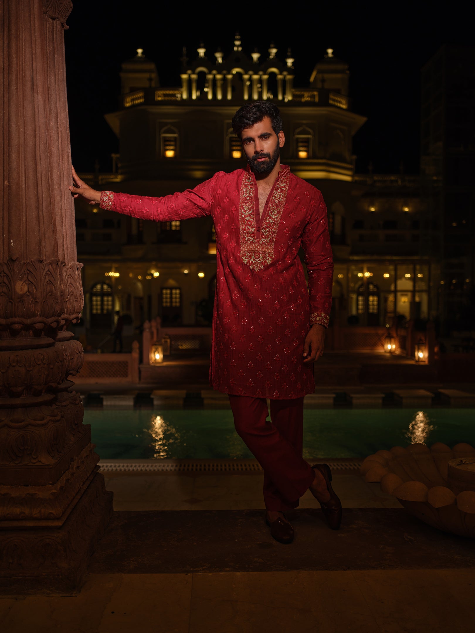 Ruby Zardozi Kurta Set