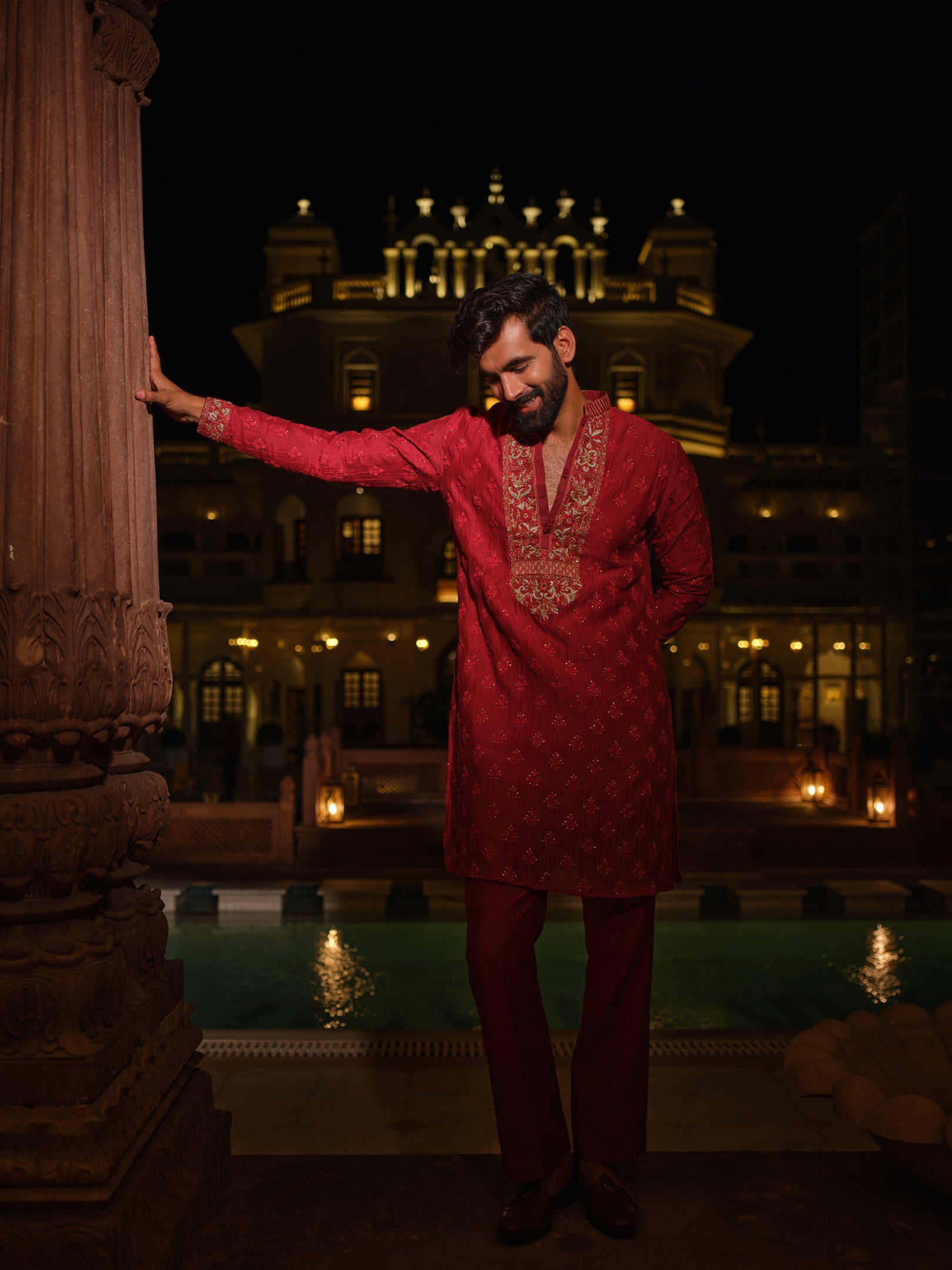 Ruby Zardozi Kurta Set
