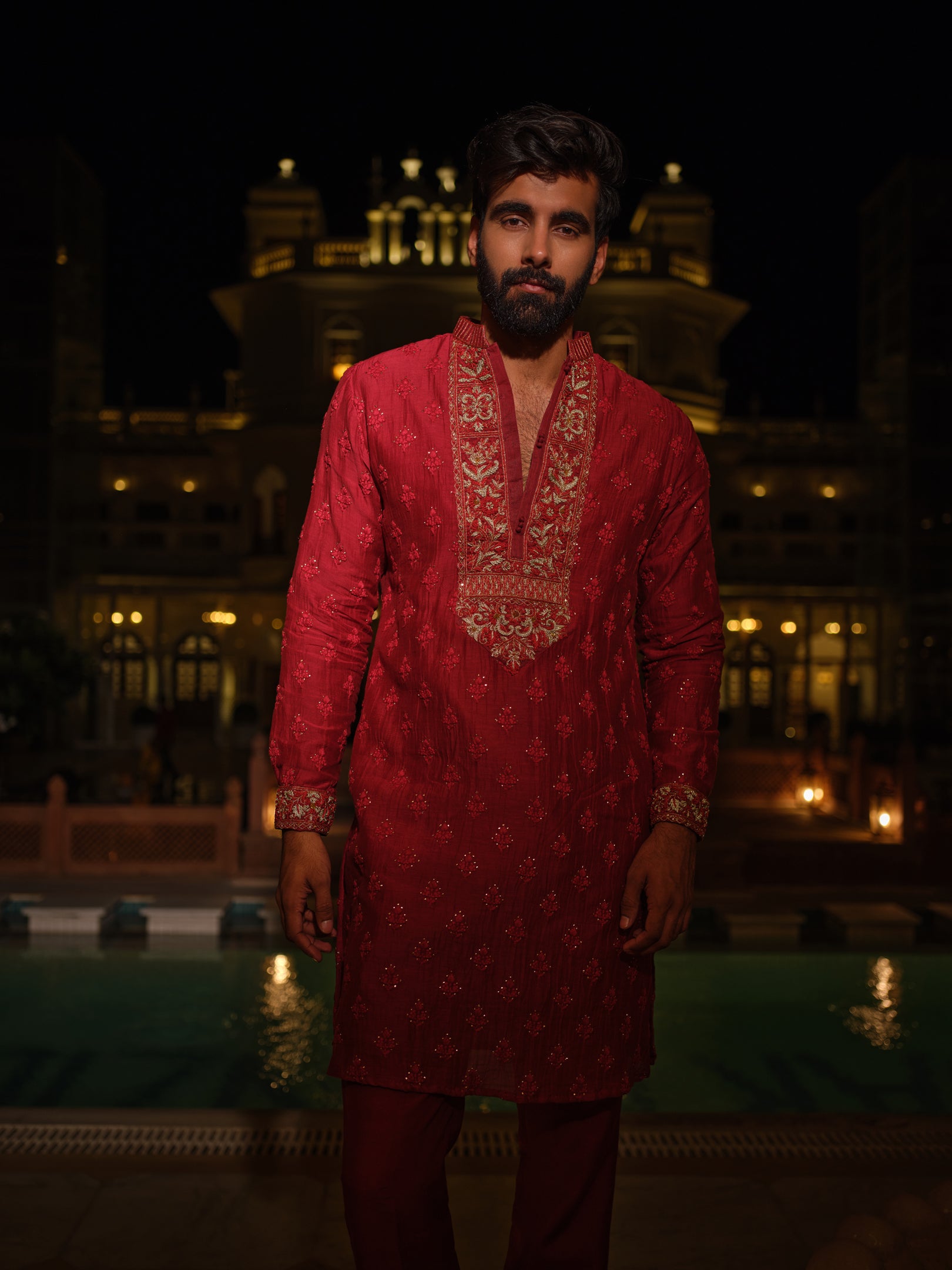 Ruby Zardozi Kurta Set