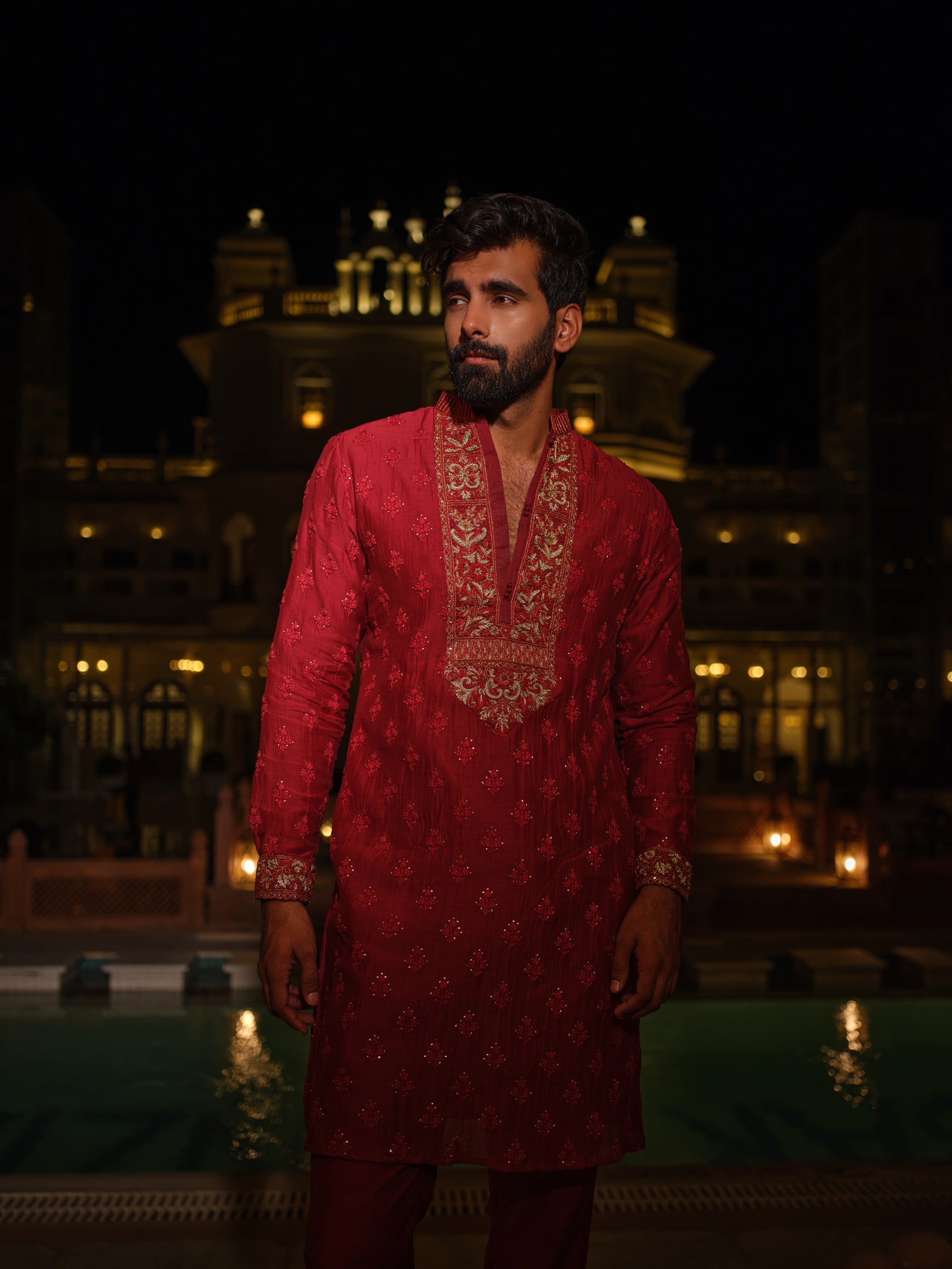 Ruby Zardozi Kurta Set