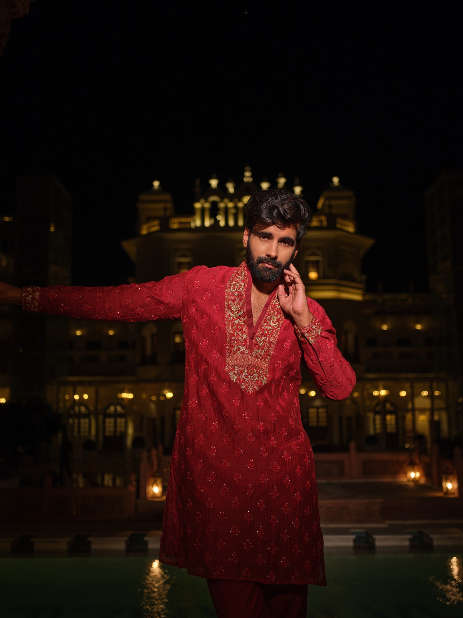 Ruby Zardozi Kurta Set