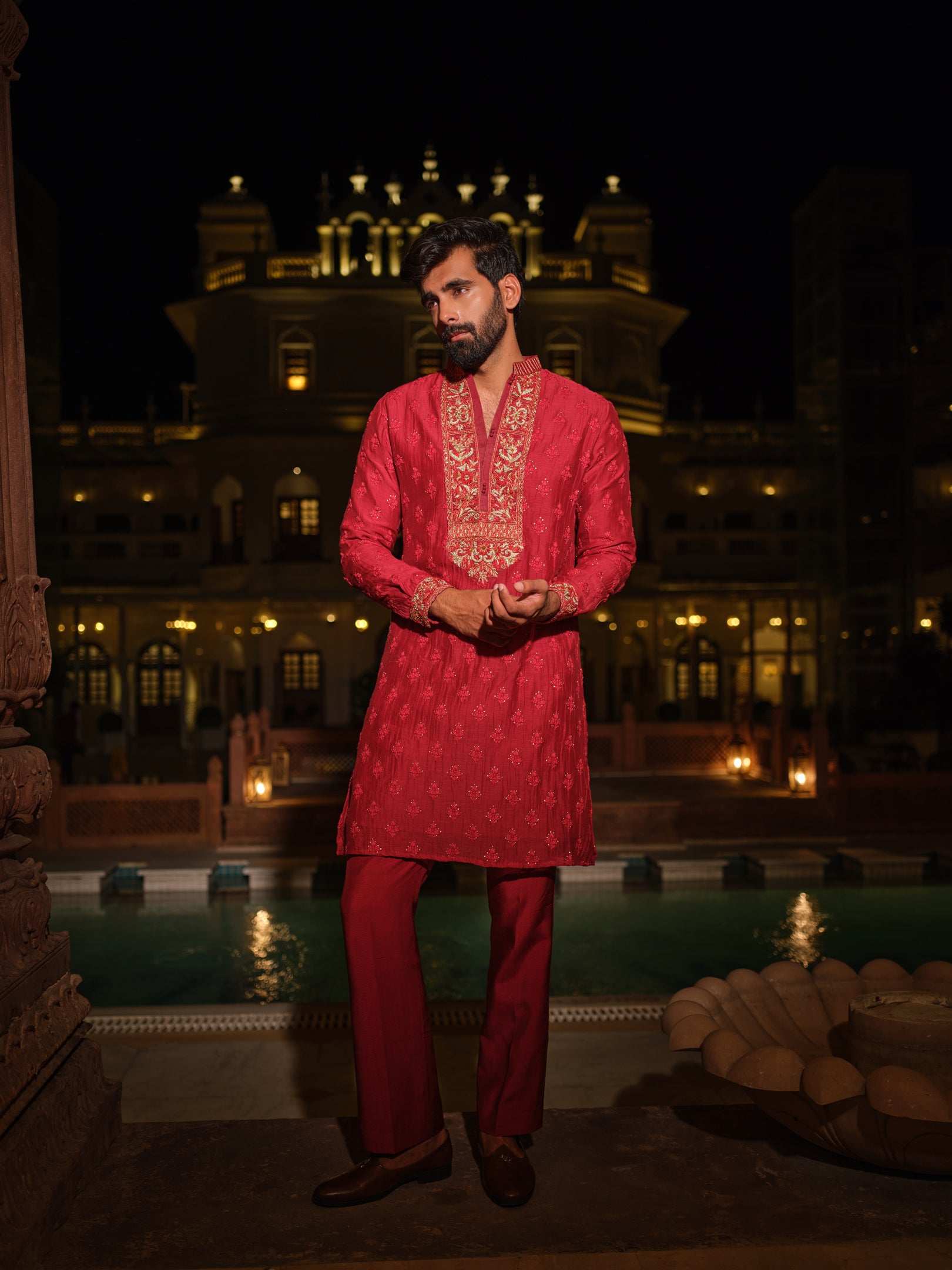 Ruby Zardozi Kurta Set