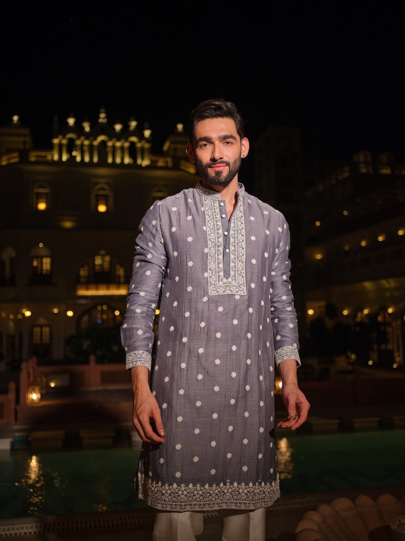Grey Fleur Kurta Set