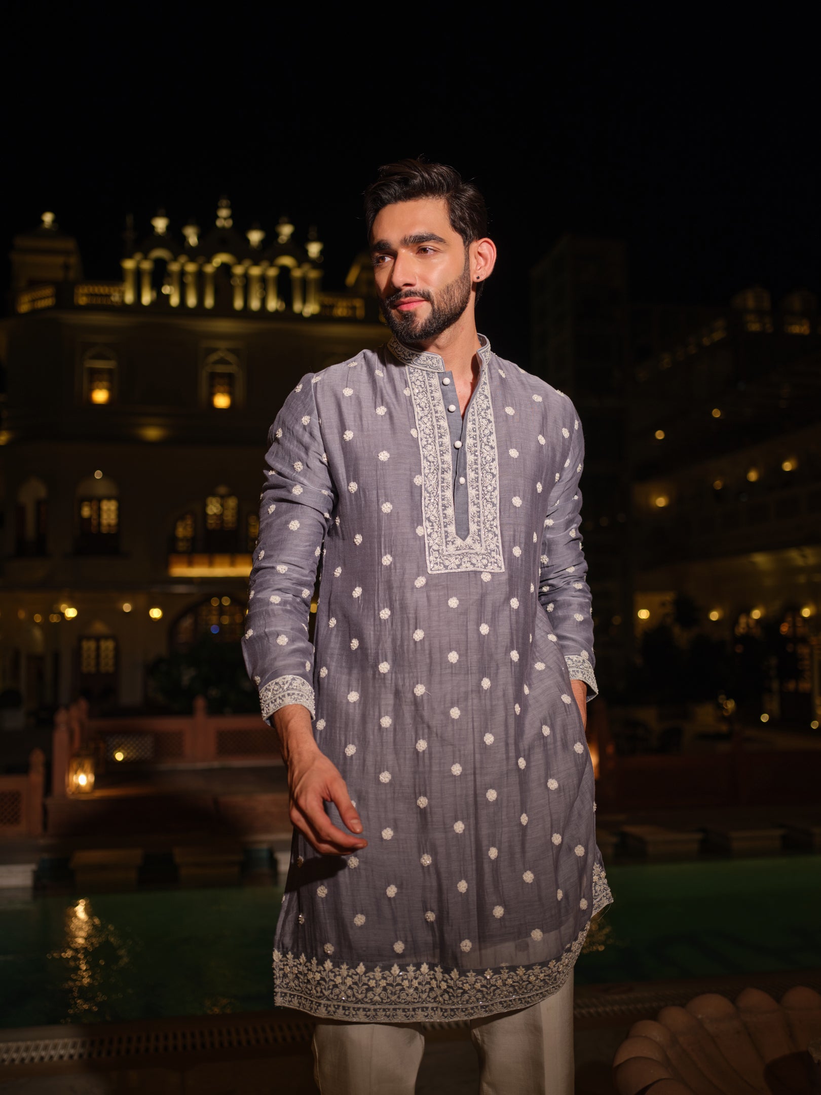 Grey Fleur Kurta Set