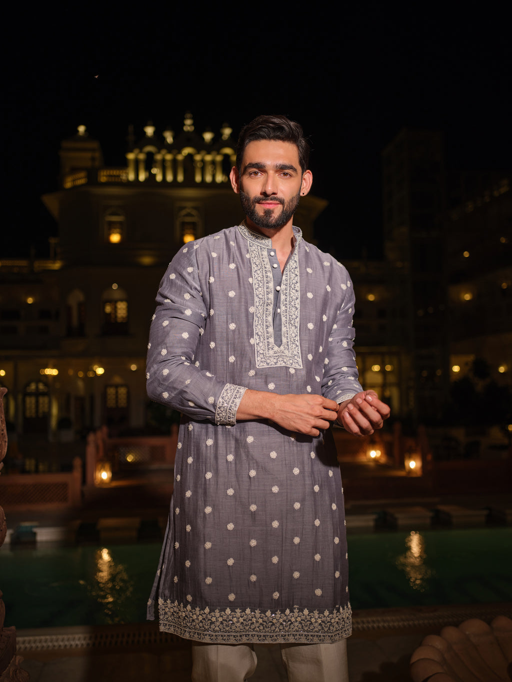 Grey Fleur Kurta Set