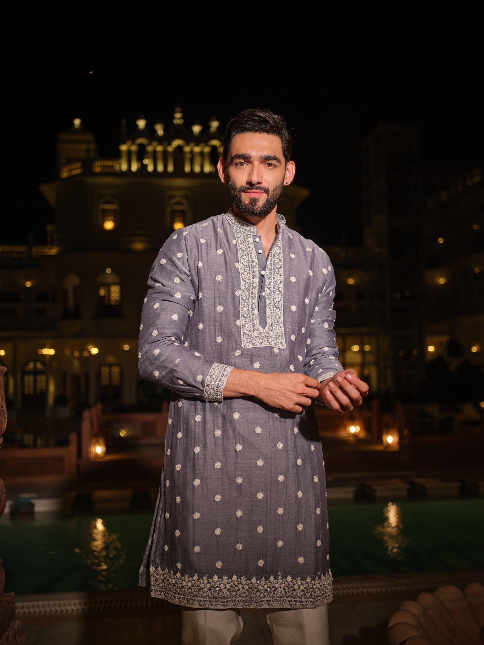 Grey Fleur Kurta Set