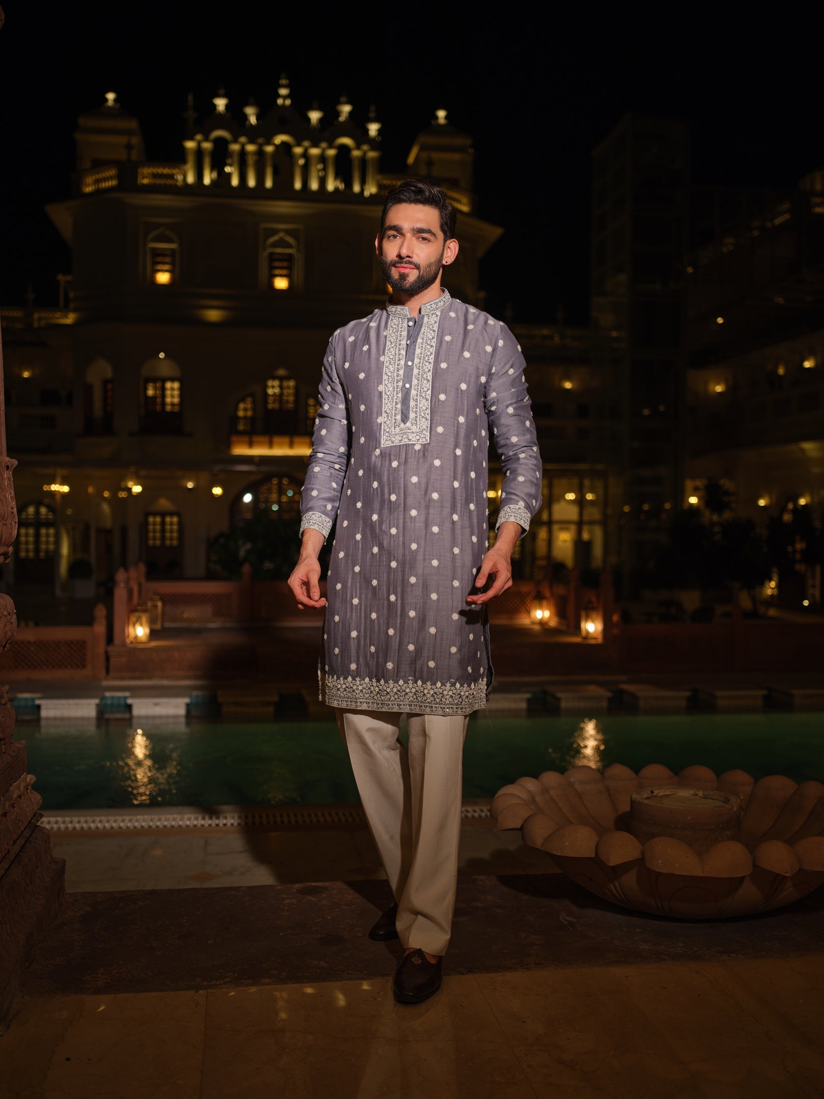 Grey Fleur Kurta Set