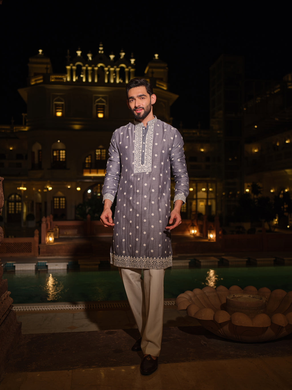 Grey Fleur Kurta Set