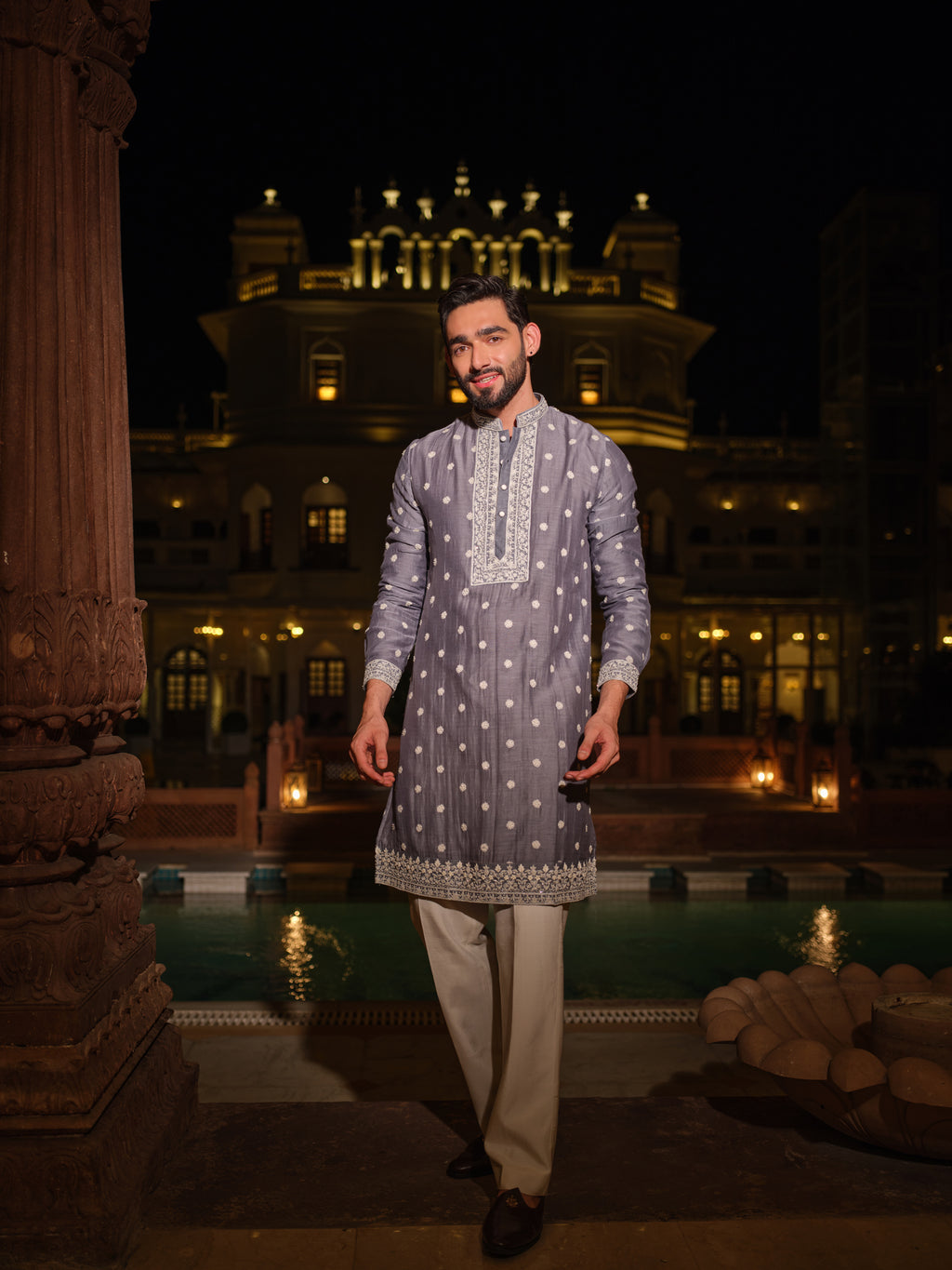 Grey Fleur Kurta Set