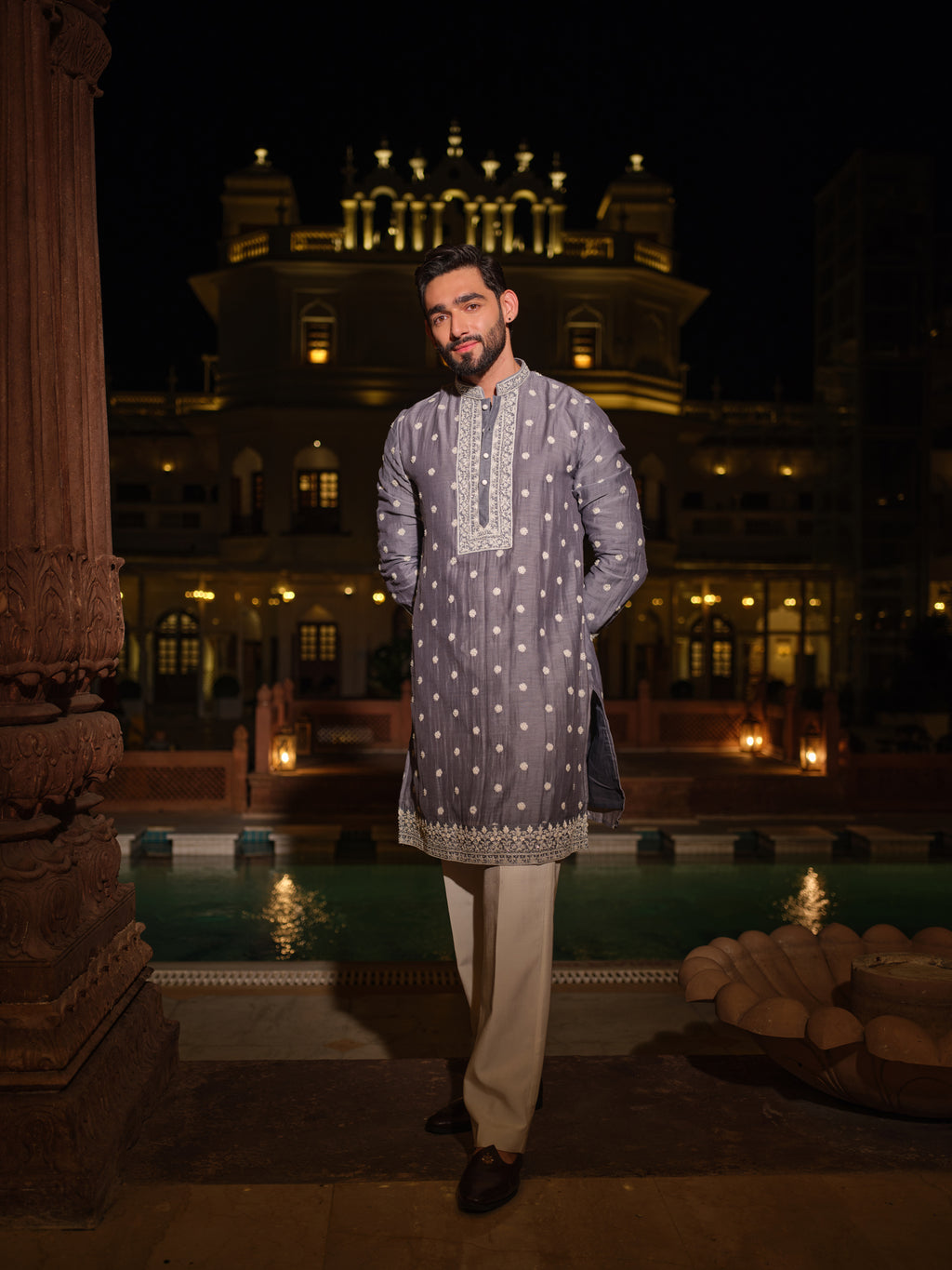 Grey Fleur Kurta Set