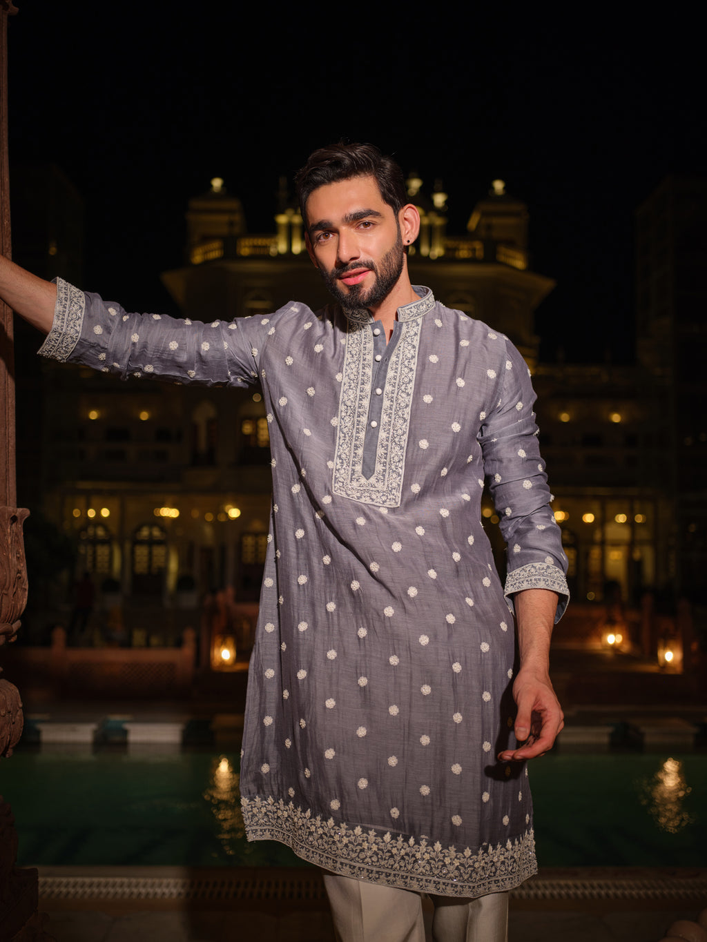 Grey Fleur Kurta Set
