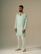Pastel Green Mirror Glow Kurta Set