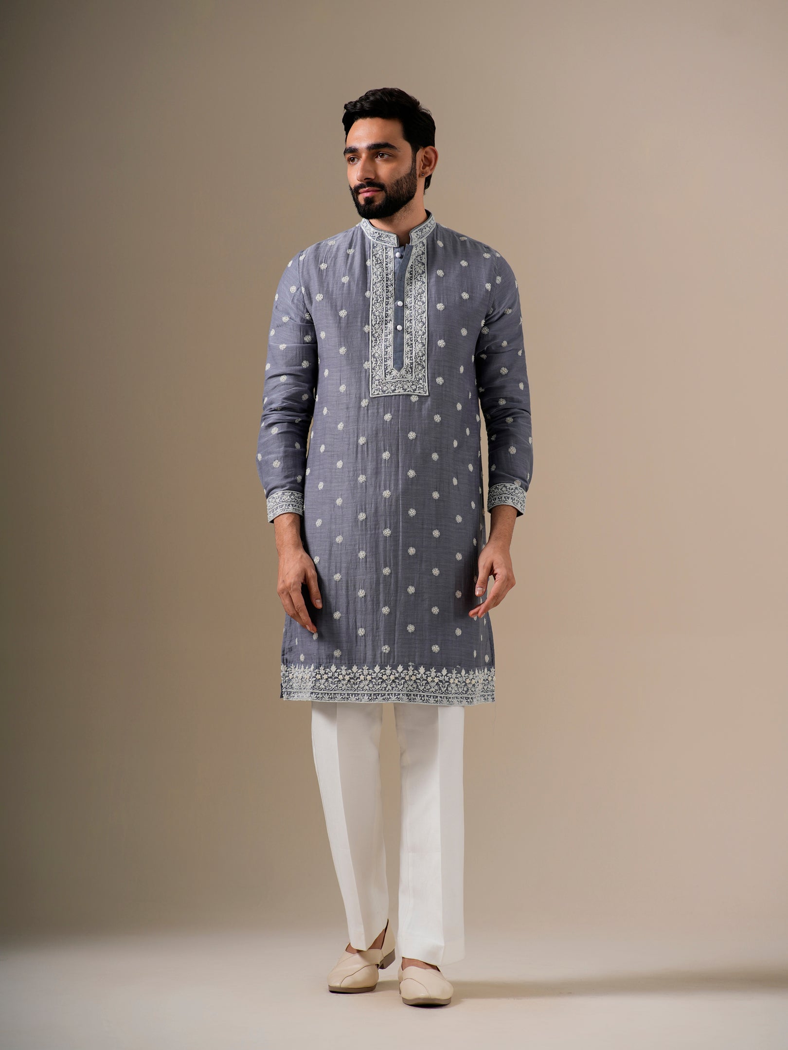 Grey Fleur Kurta Set