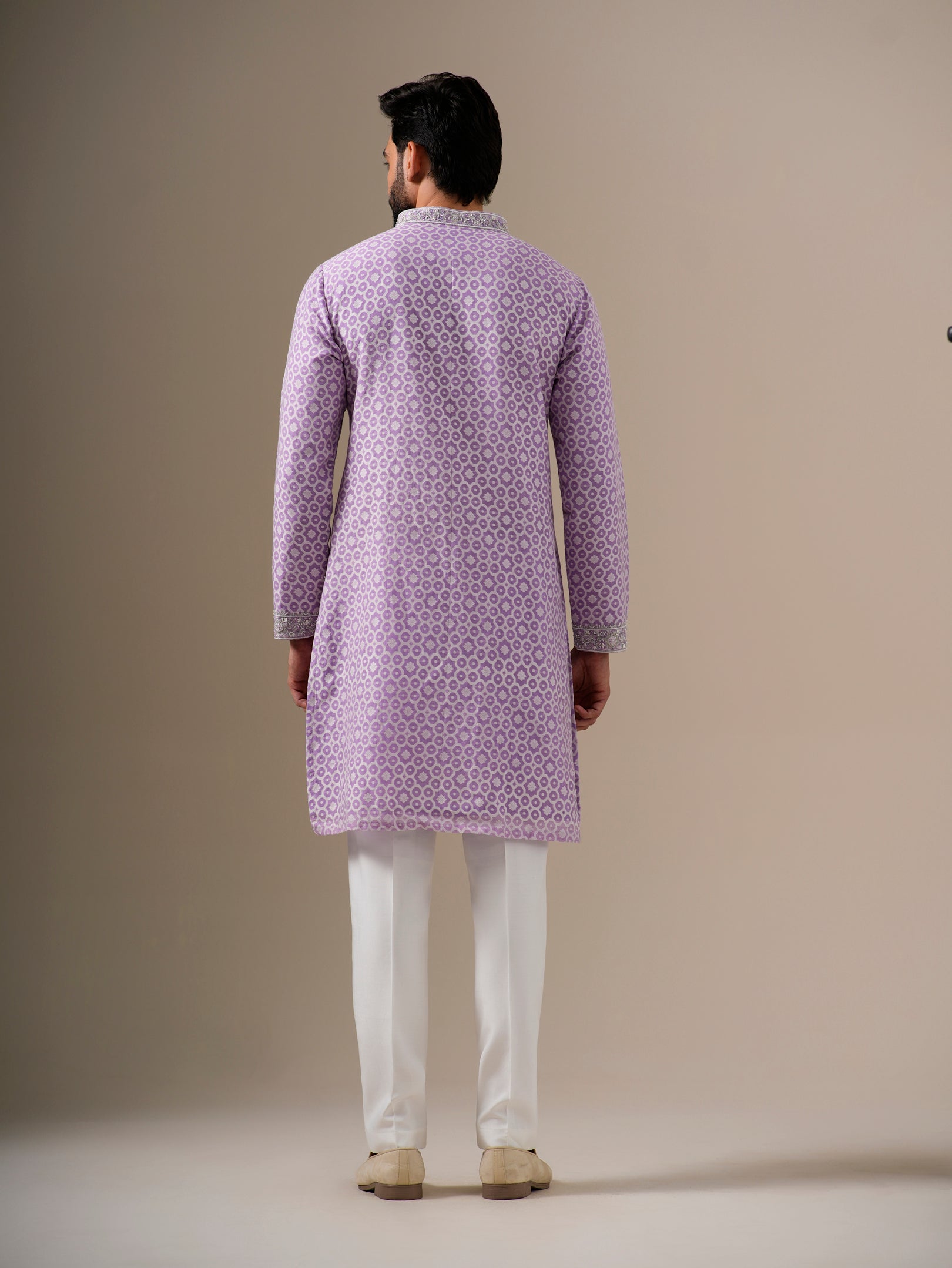 Lavender Zari Petals Kurta Set
