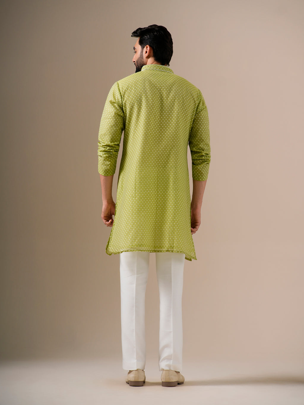 Lime Green Zari Kurta Set