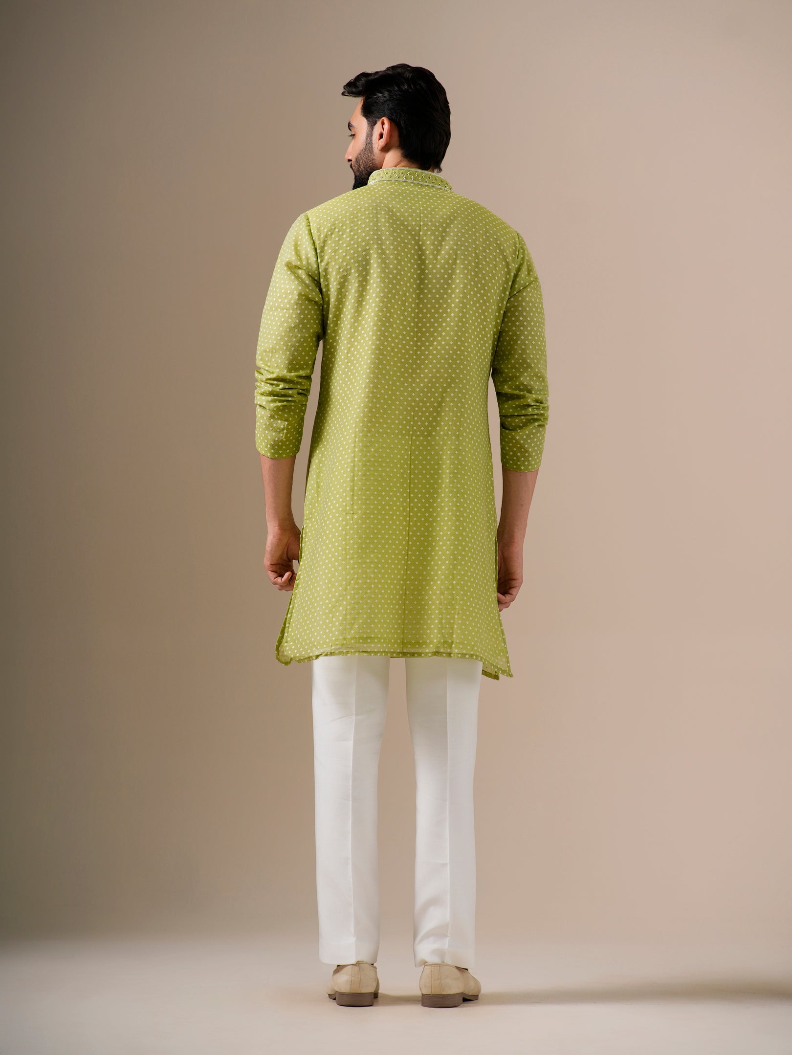 Lime Green Zari Kurta Set