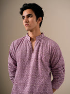 Mauve Gold Geometric Kurta Set