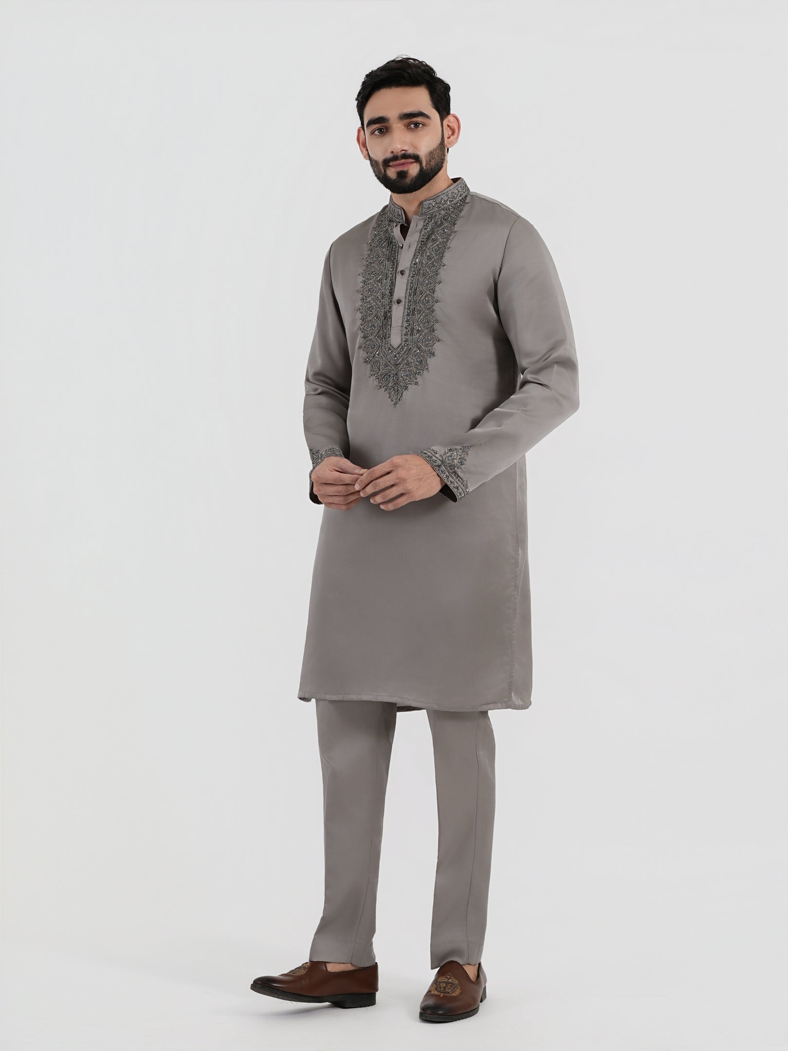 Steel Grey Opulence Kurta Set