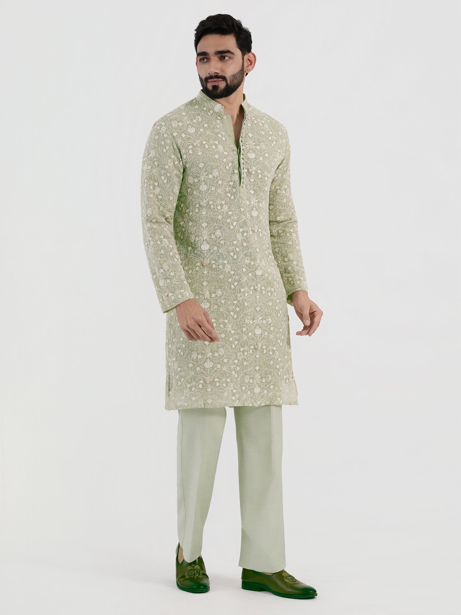 Pistachio Flora Kurta Set