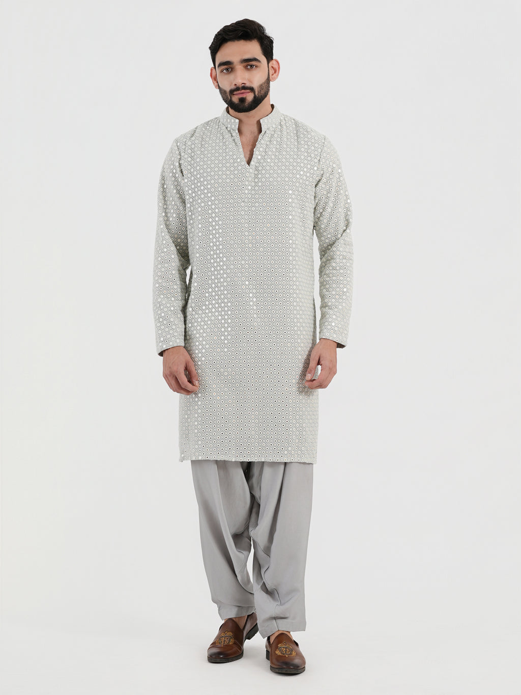 Pastel Blue Mirror Glow Kurta Set