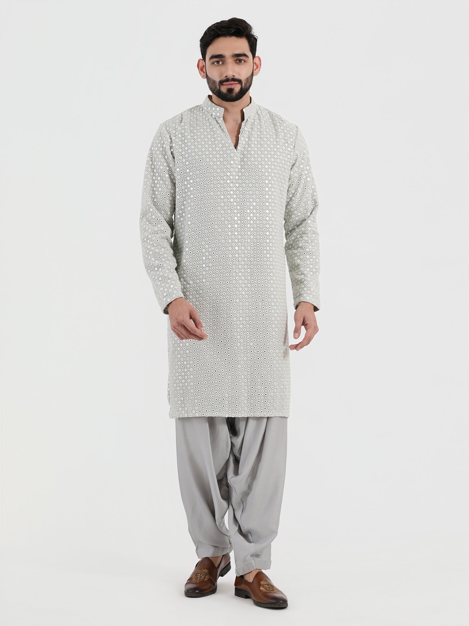 Pastel Blue Mirror Glow Kurta Set
