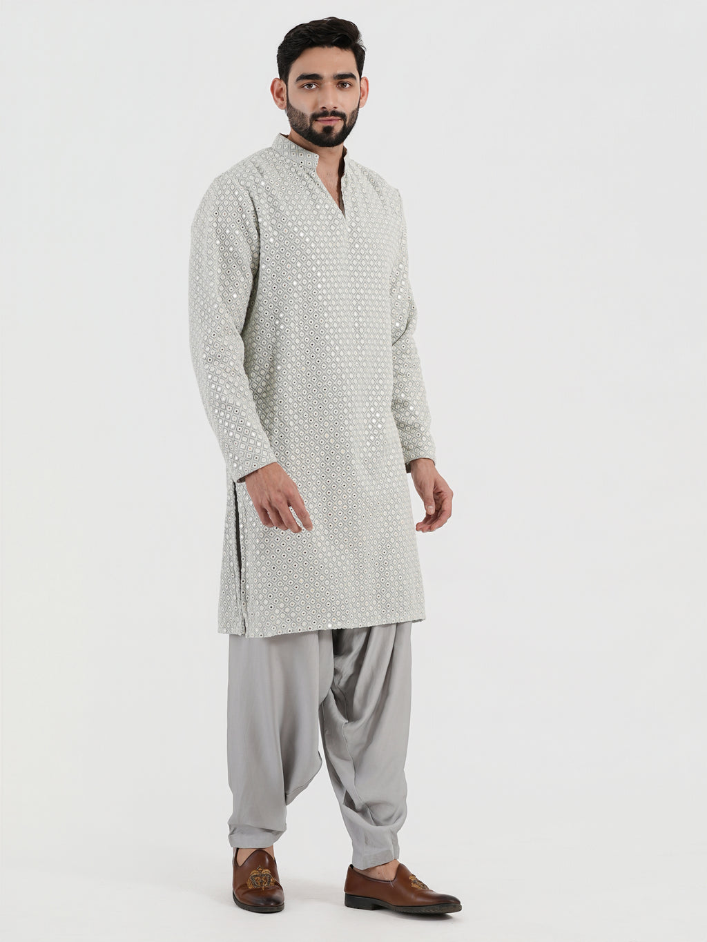 Pastel Blue Mirror Glow Kurta Set