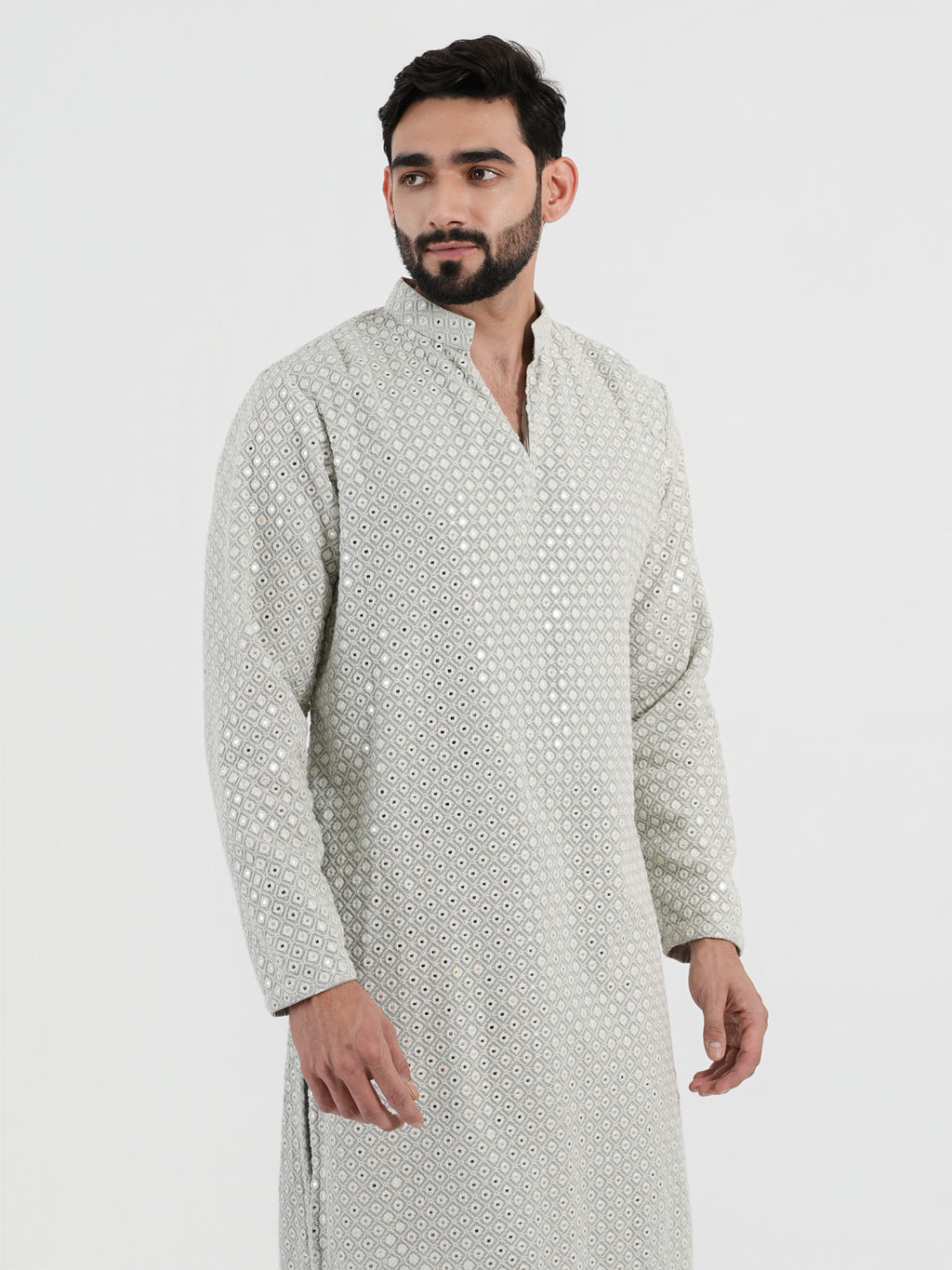 Pastel Blue Mirror Glow Kurta Set