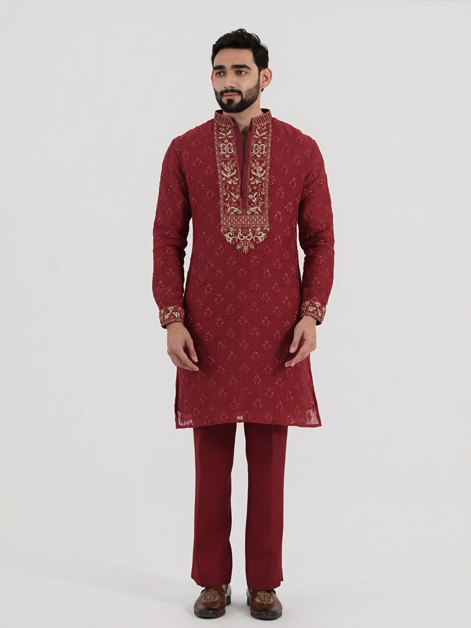 Ruby Zardozi Kurta Set