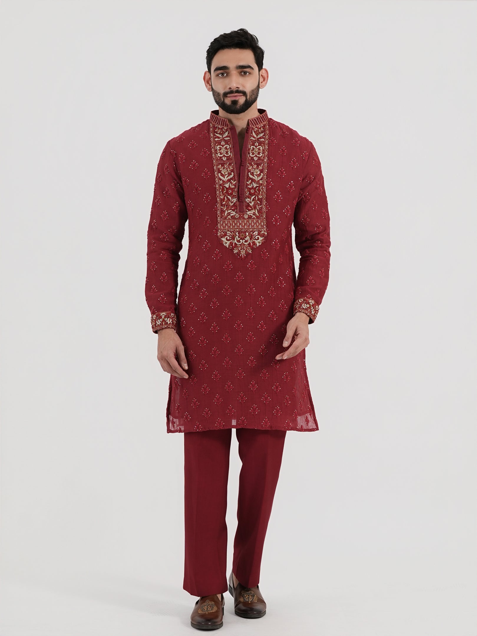 Ruby Zardozi Kurta Set