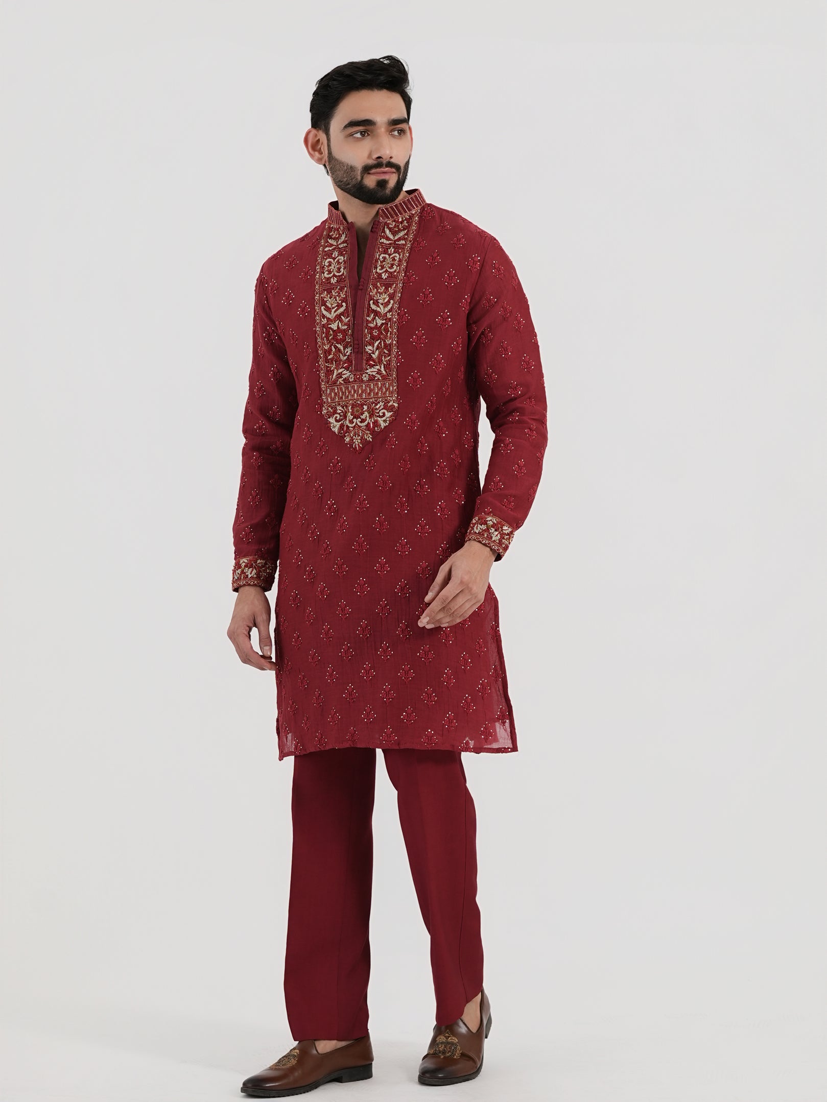 Ruby Zardozi Kurta Set