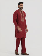 Ruby Zardozi Kurta Set