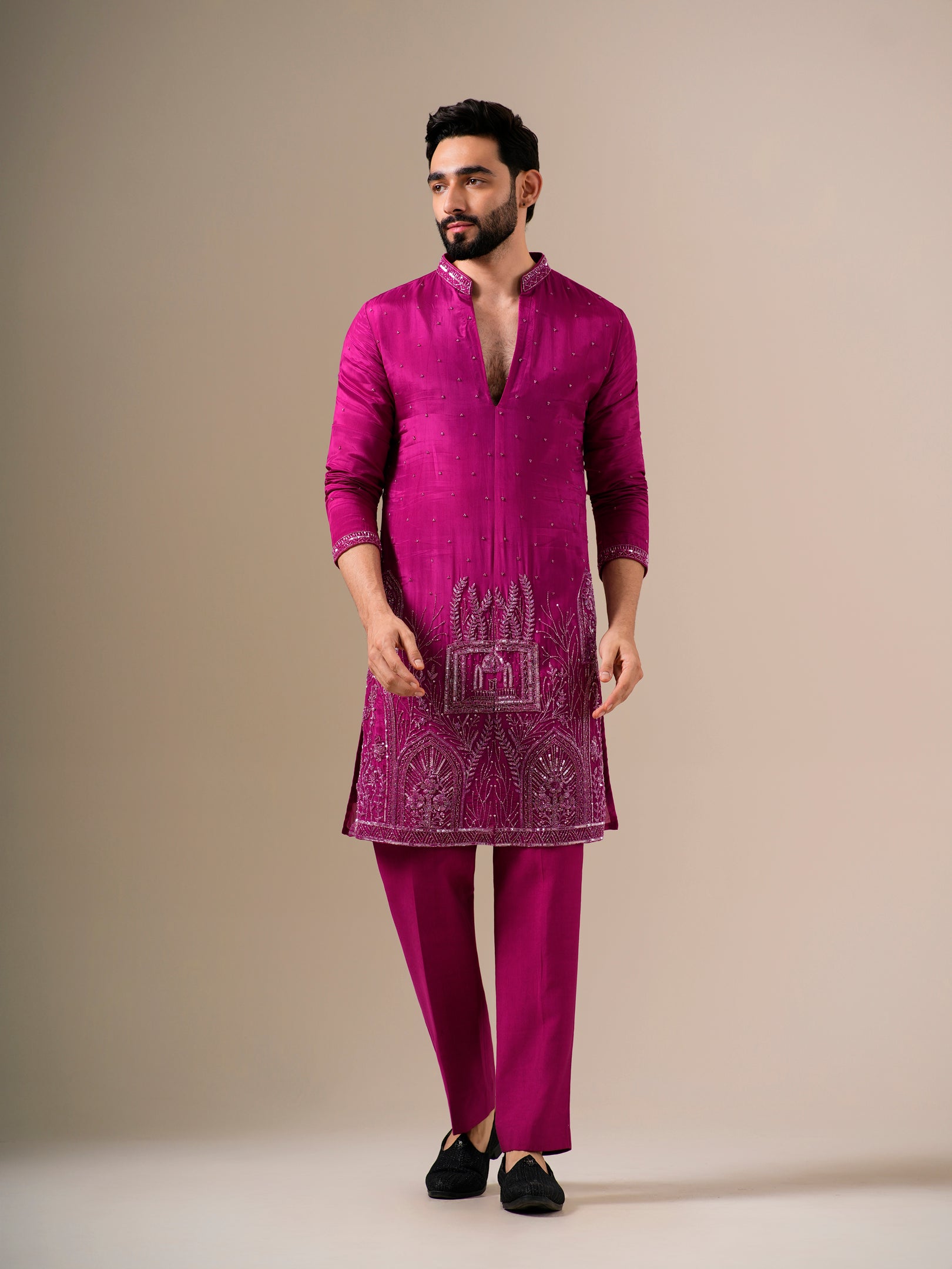 Rani Pink Ornate Kurta Set