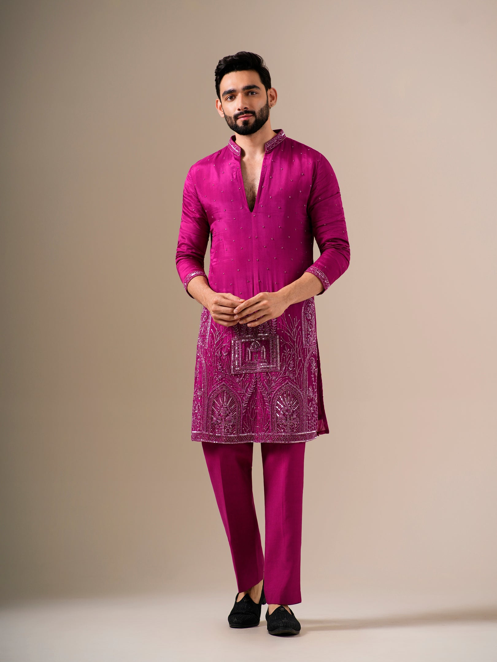 Rani Pink Ornate Kurta Set
