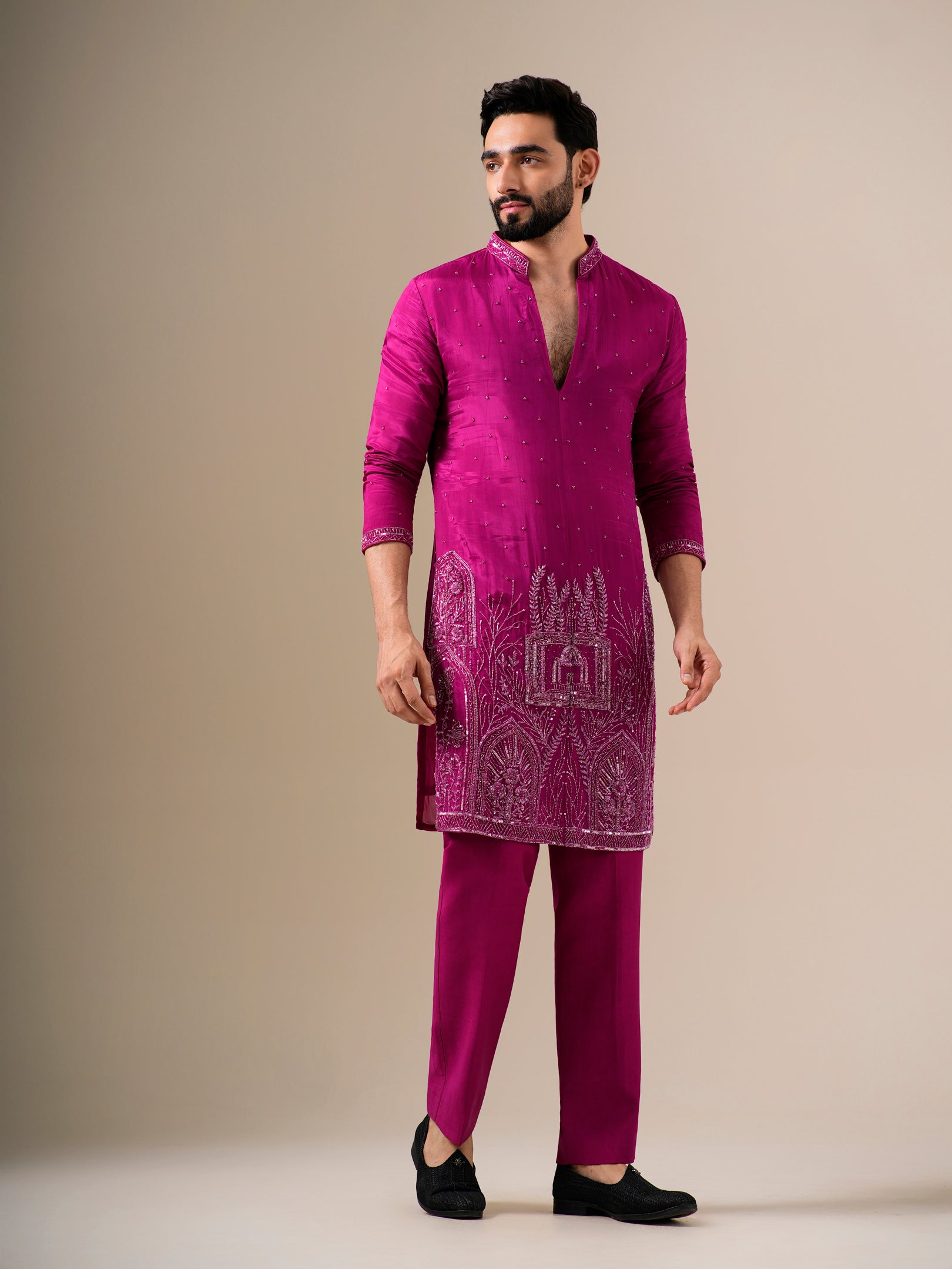 Rani Pink Ornate Kurta Set