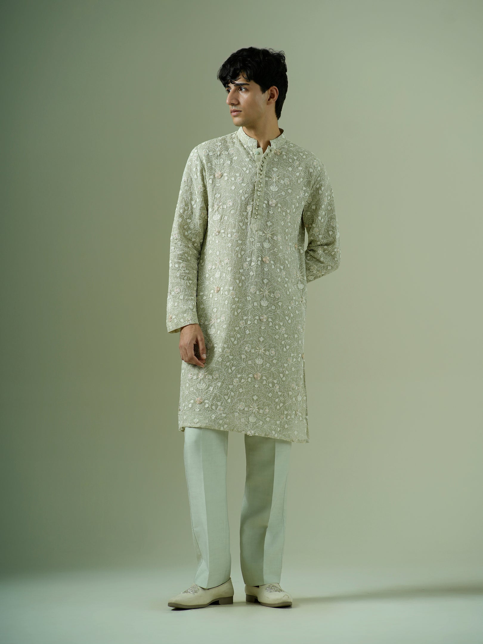 Pistachio Flora Kurta Set