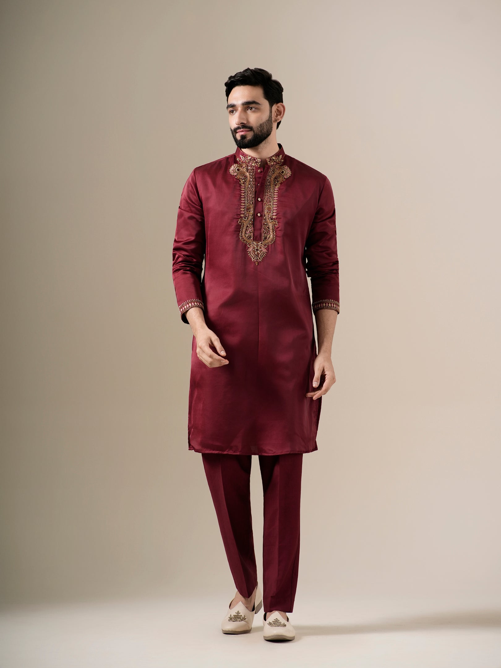Gilded Maroon Kurta Set