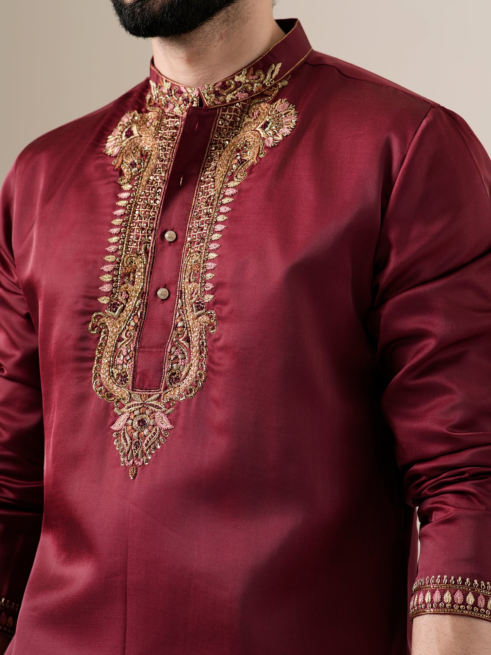 Gilded Maroon Kurta Set