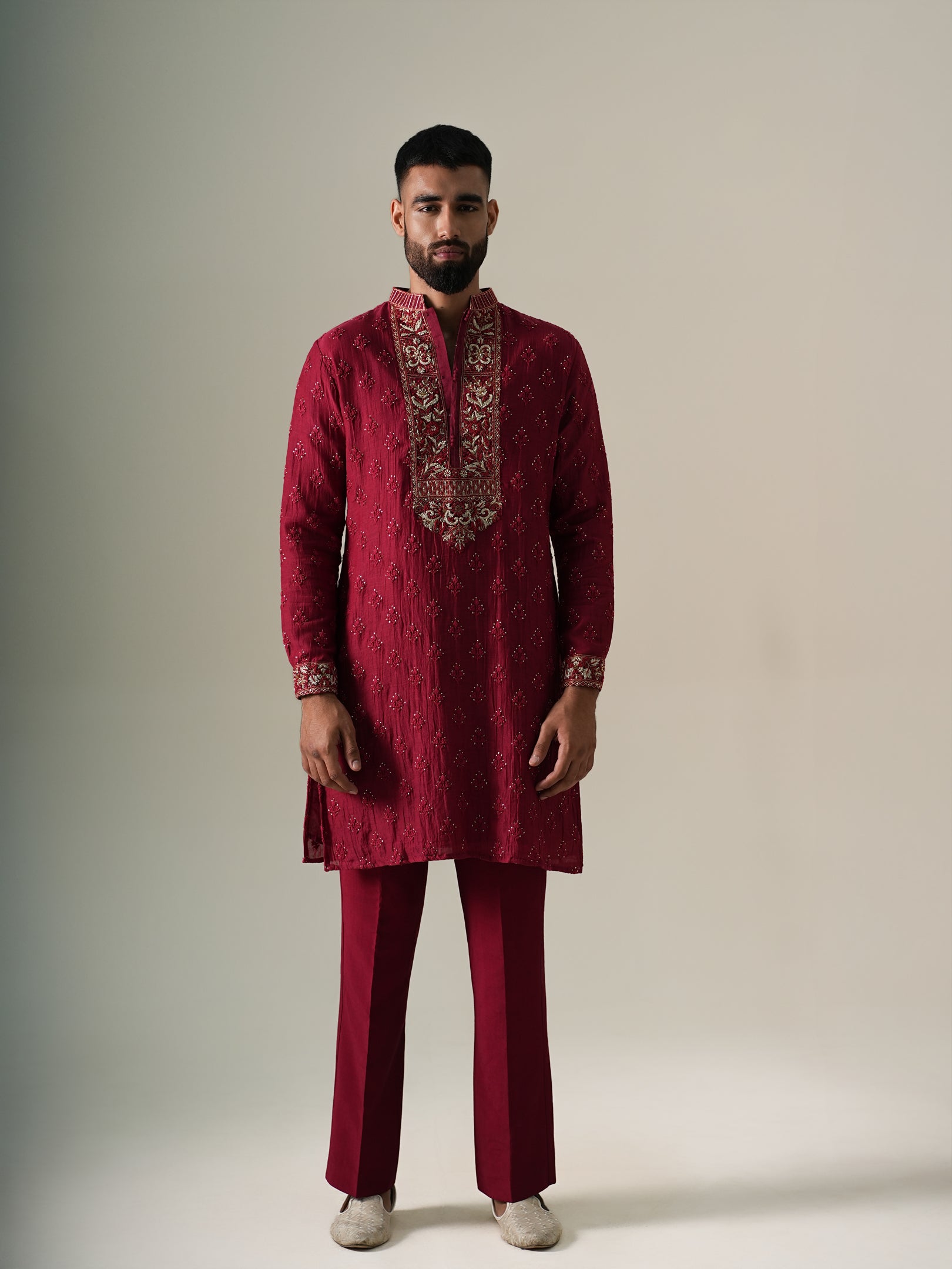 Ruby Zardozi Kurta Set