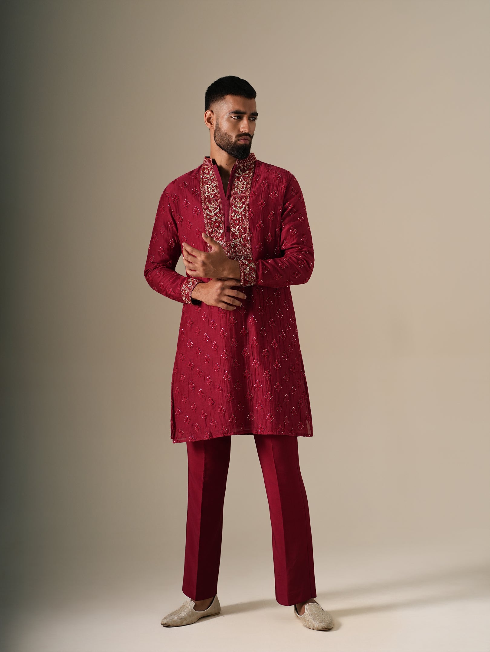 Ruby Zardozi Kurta Set