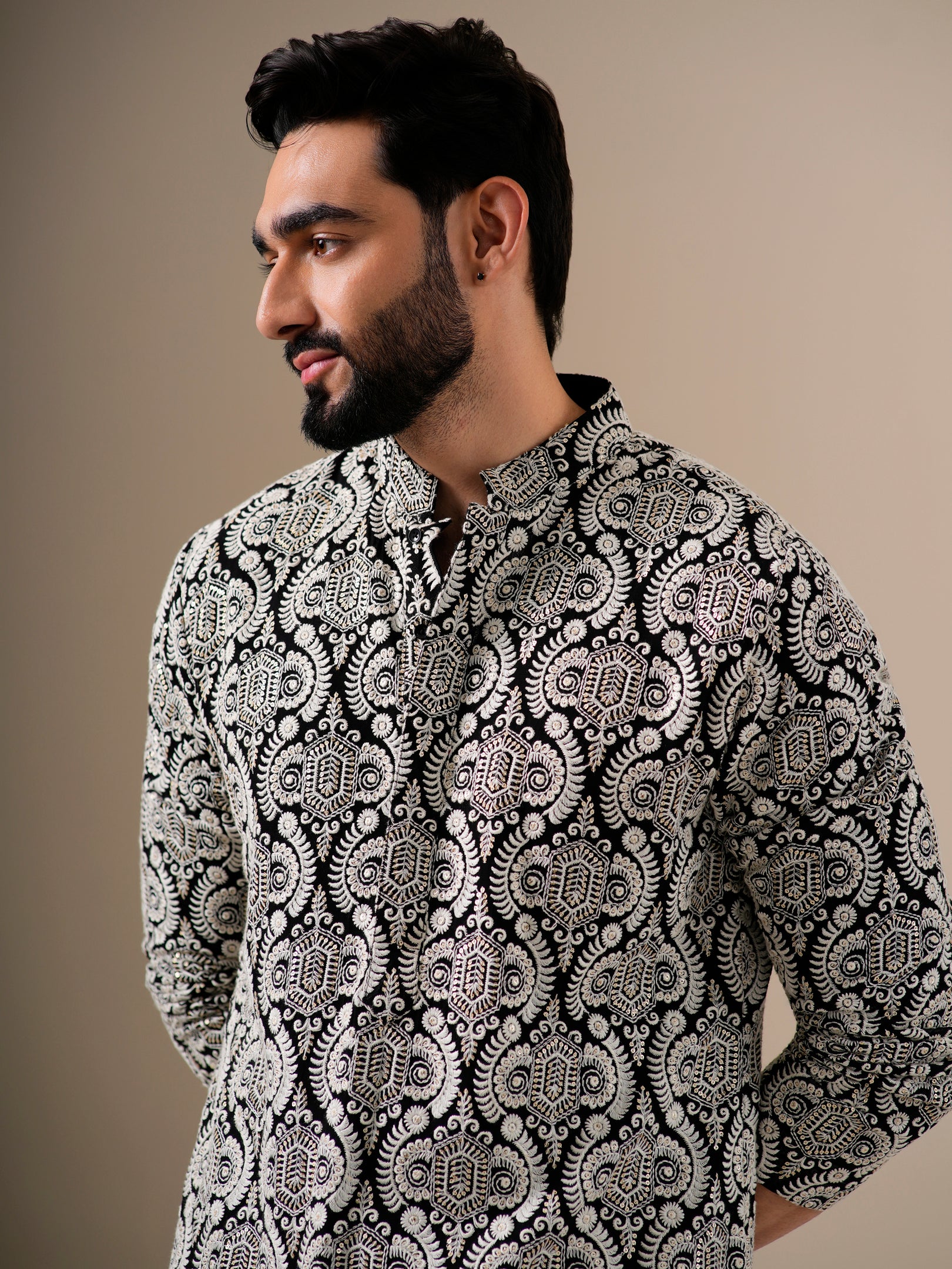 Black Heritage Kurta Set